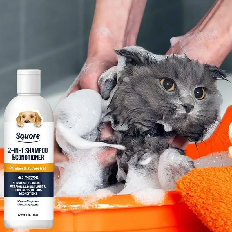 Shampoo e condicionador para cachorros 2 em 1, shampoo hidratante natural, shampoo hidratante para cães, para pele sensível, com pH balanceado