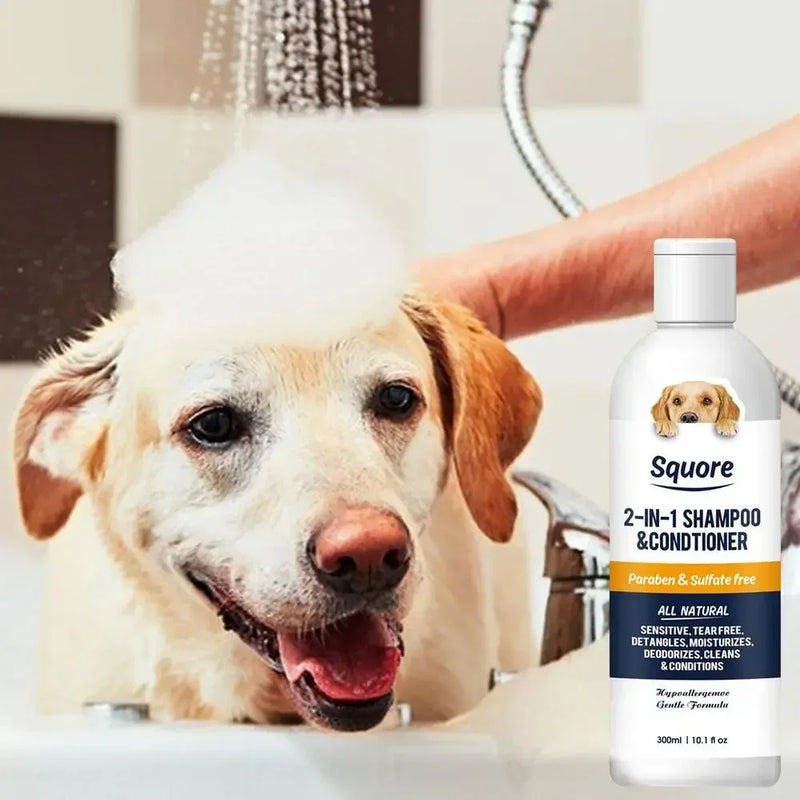 Shampoo e condicionador para cachorros 2 em 1, shampoo hidratante natural, shampoo hidratante para cães, para pele sensível, com pH balanceado