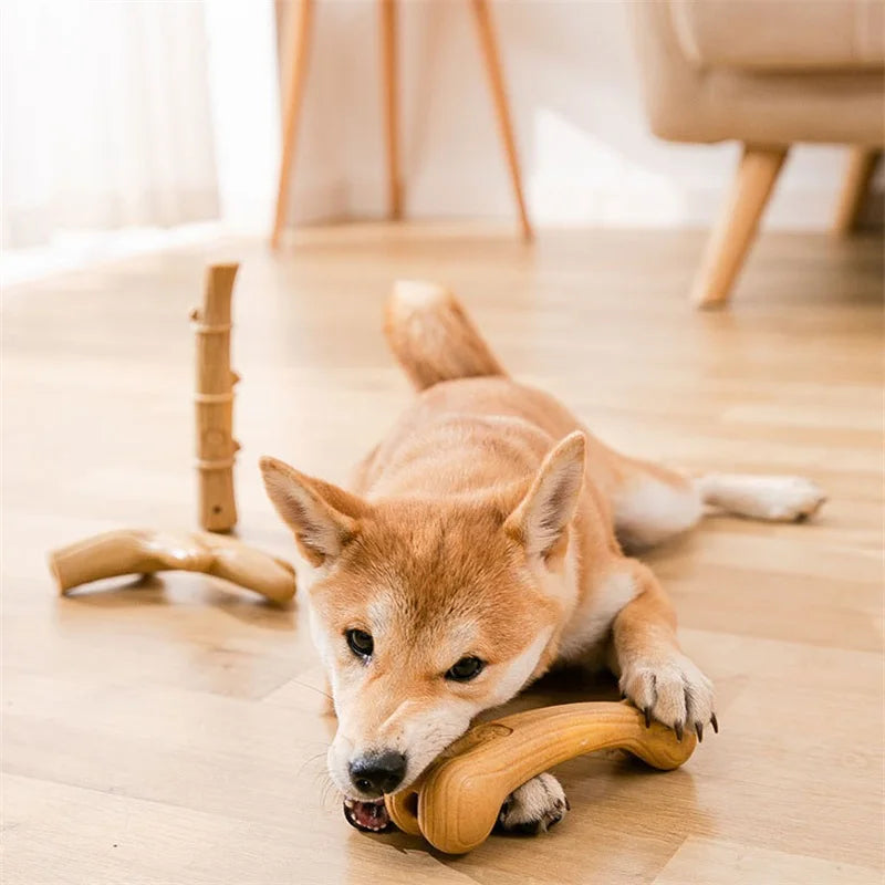 MORDEDOR Cão de estimação mastigar brinquedos molar dentes limpo vara interessante madeira de pinho chifres osso bambu tiro forma mastigável filhote de cachorro jogo interativo