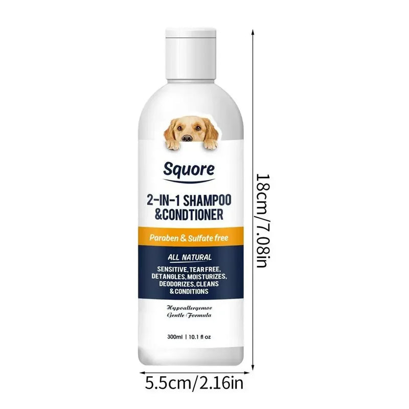 Shampoo e condicionador para cachorros 2 em 1, shampoo hidratante natural, shampoo hidratante para cães, para pele sensível, com pH balanceado