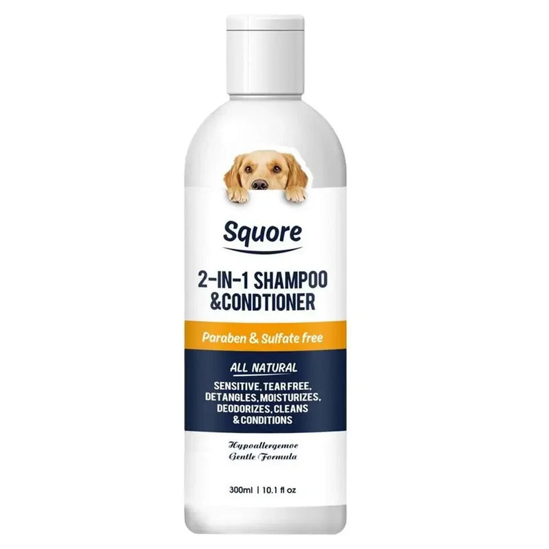 Shampoo e condicionador para cachorros 2 em 1, shampoo hidratante natural, shampoo hidratante para cães, para pele sensível, com pH balanceado